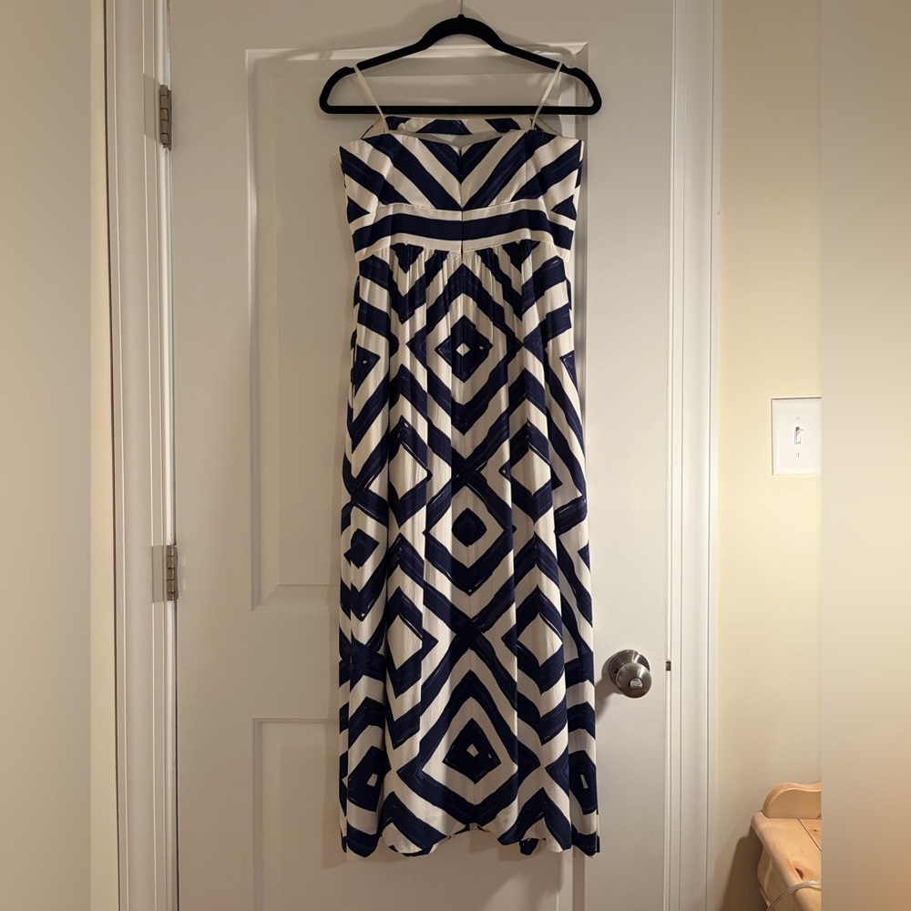 Vineyard Vines Blue and White Strapless Maxi Dress Size 8 - Picture 3 of 5
